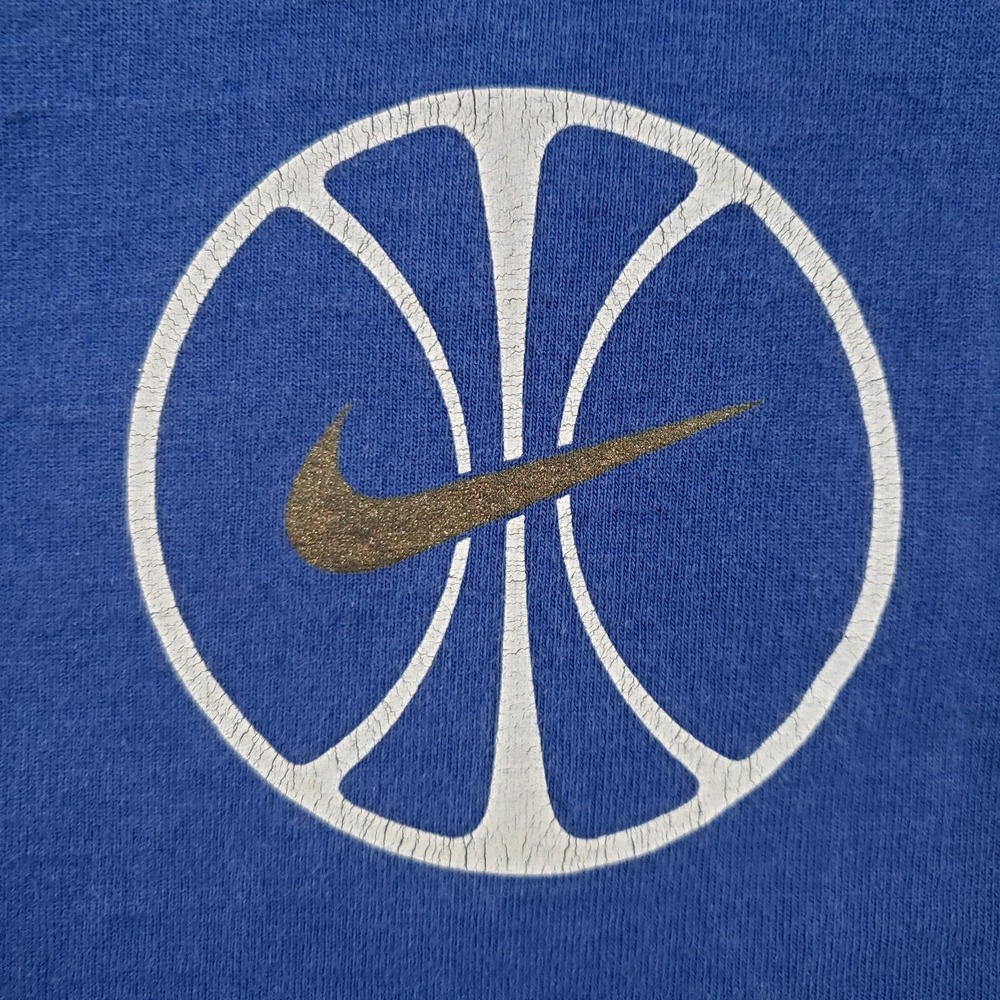 Vintage 90s NIKE Air Max Shirt Men Large Blue Basketball Center Swoosh Thrashed - Picture 4 of 13